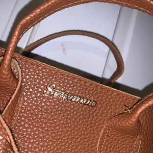 Brown leather handbag
